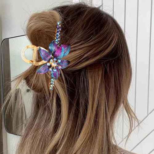 BARTOSI Gold Hair Claw Clips Copper Wire Flower Hair Clips Metal Claw Clips for Thick Hair Hair Accessories for Women