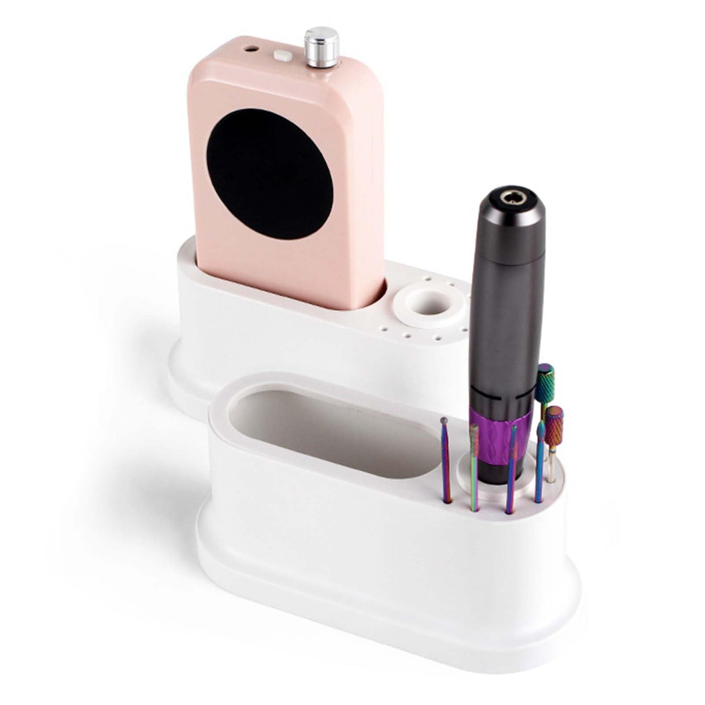 CHOOSE-IT Nail Drill Holder and Grinding Bit Storage Box | 8-Bit Organizer for Nail Drill Machine | ABS Desktop Storage Case for Home & Salon Use