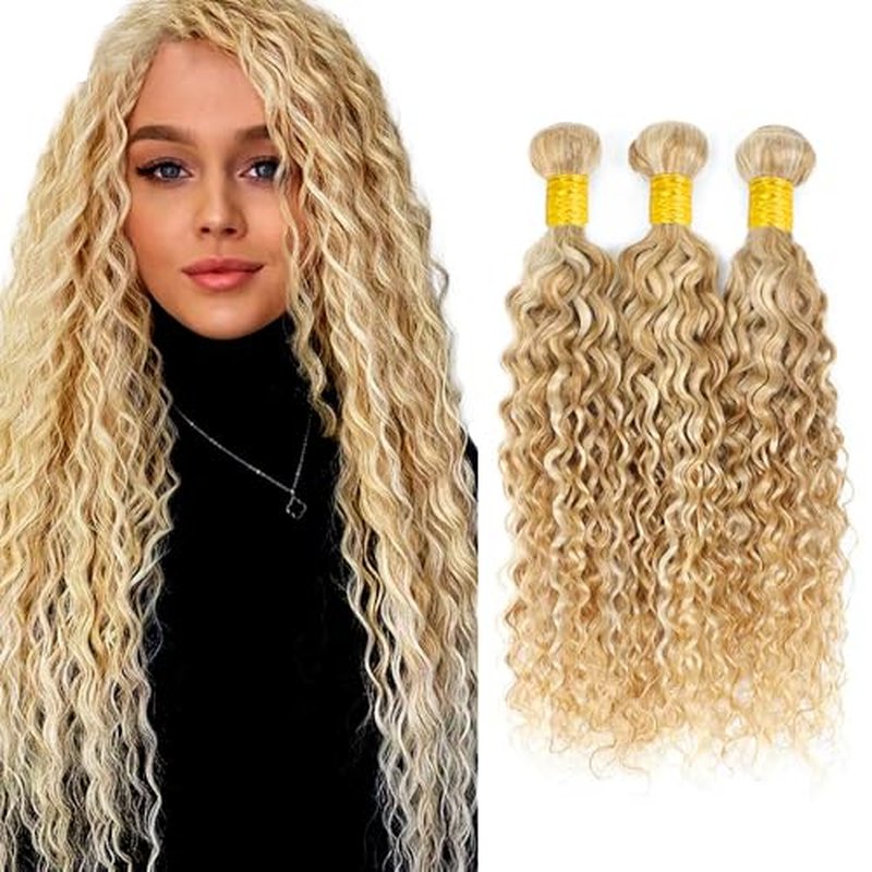 30 30 30 inch #613 Bundles Human Hair Blonde Water Wave Bundles 27/613 Human Hair Bundle 2 Tone 613 Wet and Wavy Bundle
