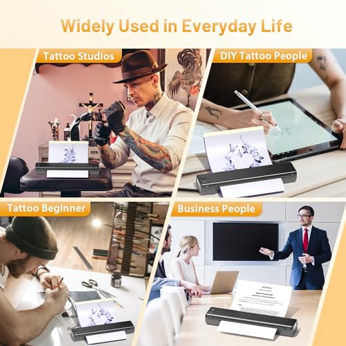 Tattoo Stencil Printer, M08F Wireless Thermal Tattoo Printer with 10pcs Transfer Paper, Compatible with Phone/Tablet/PC, Tattoo Machine for Tattoo Artists & Beginners, All White