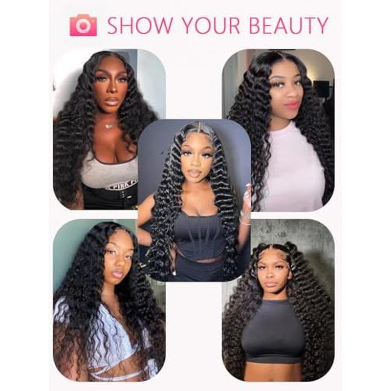 13x6 Deep Wave Lace Front Wig Human Hair, 180% Density, Natural Look, Easy to Style, Perfect for Daily Wear & Parties, Long-Lasting Shine, 24 inch