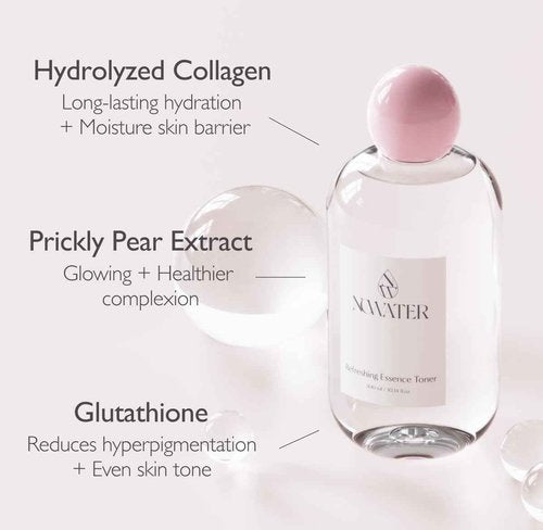 NOWATER Collagen Facial Toner – Collagen, Glutathione, Salmon Egg Extract – Boosts Elasticity, Hydration & Firming – Daily Wrinkle Care Face Toner, Korean Skincare (10.14 fl oz)