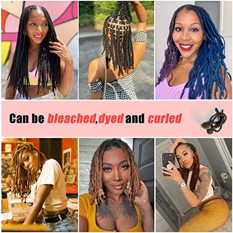 IXIMII 60 Strands Dreadliock Extensions Human Hair 8 inch 0.6 cm Full Handmade Permanent Loc Extensions Soft Natural Black Dreads with Needle and Comb for Men and Women,Can Be Dyed Bleached Curled