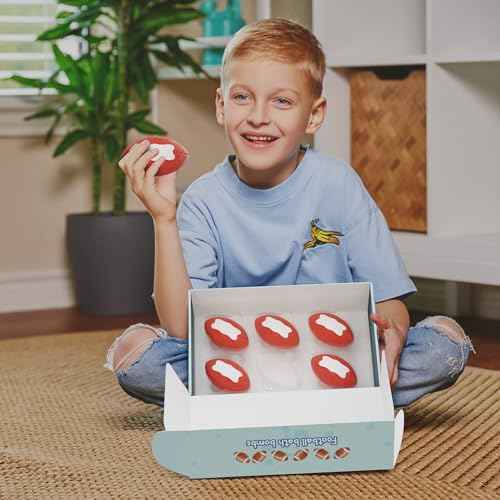 6pc Sporty Kids Bath Bombs with Surprise Inside - Perfect for Birthdays, Holidays (Football)