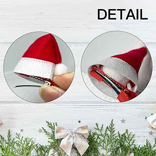 24Pcs Santa Hat Clips - Mini Santa Hat Hair Clips for Christmas Party - Red - Women, Girls & Kids