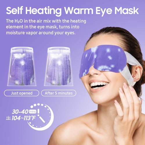 20 Packs Steam Eye Mask, Heated Eye Mask Warm Compress for Eyes, Disposable Self Heating Steam Mask for Home, Sleep, Spa, Travel Essentials & Relaxation Gifts for Women (Lavender)