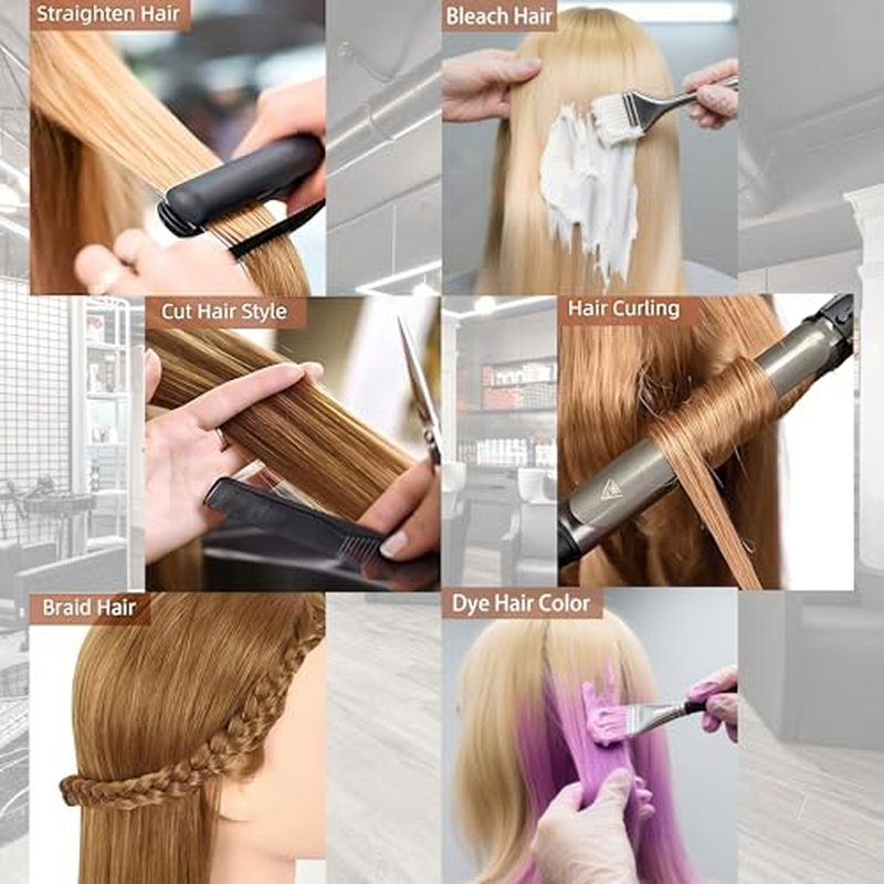 Mannequin Head Human Hair 24" 100% Human Hair Mannequin Head£¬Cosmetology Mannequin Head Doll Head for Hair Styling Hairdresser Manikin Head with Free Clamp Holder(Dark Brown)