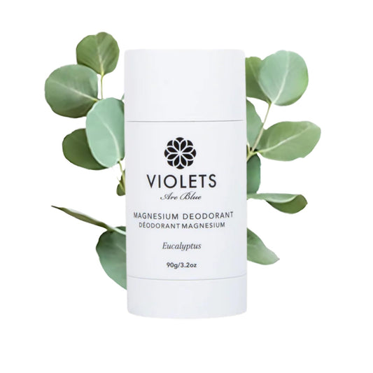 Violets Are Blue Magnesium Deodorant – Award-Winning, Aluminum-Free, Baking Soda-Free – Long-Lasting Natural Deodorant with Coconut Oil – Cream Formula for Women & Men 3.2oz (Eucalyptus)