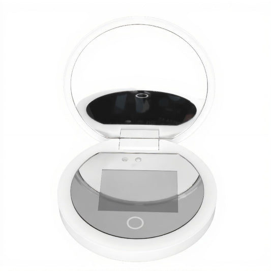 BONKZEBU Travel Mirror with Light Intelligent Touch Control Brightness Adjustment Camera Lens Testing Compact Makeup Mirror with Magnification Portable LED Vanity Mirror for Travel and Home Use
