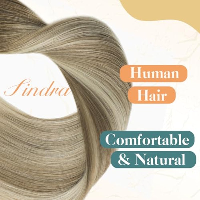 Sindra Wire Hair Extensions Human Hair Balayage Walnut Brown to Light Brown With Blonde Fishing Line Extensions 22Inch 85g Remy Invisible Wire W22#3/8/22