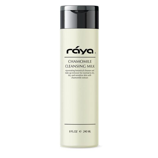Raya Chamomile Facial Cleansing Milk 8 oz (152) | Gentle, Soap-Free Fluid Cleanser and Make-Up Removing Lotion for Dry and Sensitive Skin | Helps Calm Irritations and Refine Pores