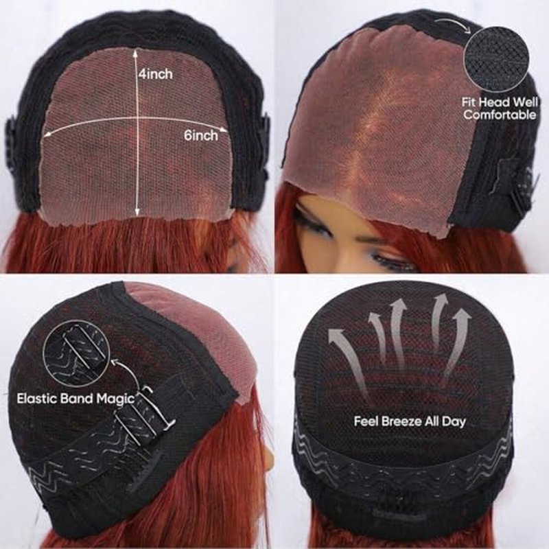 Reddish Brown 26 Inch Body Wave Glueless Wig Human Hair Pre Plucked Pre Cut 6X4 HD Lace Body Wave Put on Wigs Human Hair #33 180% Density 3 Seconds to Wear Easy Glueless Wigs for Beginners