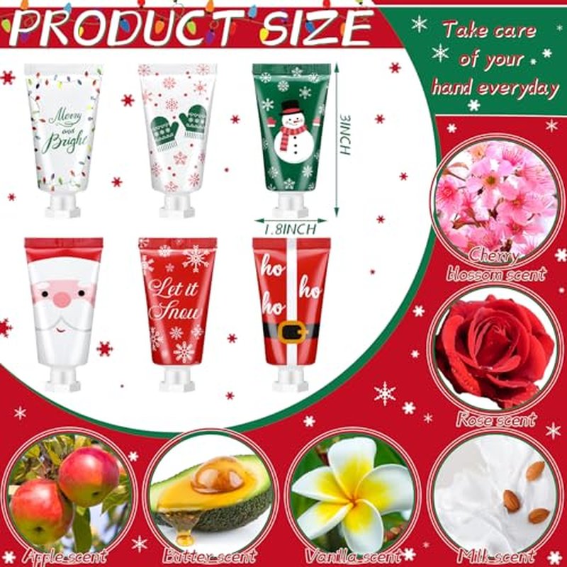 48 Pieces Christmas Hand Cream Gift Set Mini Travel Size Lotion Bulk Beauty Advent Calendar 2025 Holiday Stocking Stuffers for Women Mom Cowrkers Dry Cracked Hands, 30 ml, 6 Natural Plant Fragrances