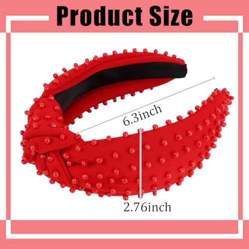 Ondder Red Hairband Top Knot Headband for Women, Cloth Head Bands for Women's Hair, Wide Knotted Headbands for Women Girls, Non Slip Fashion Headbands, One Size Fits All for Her