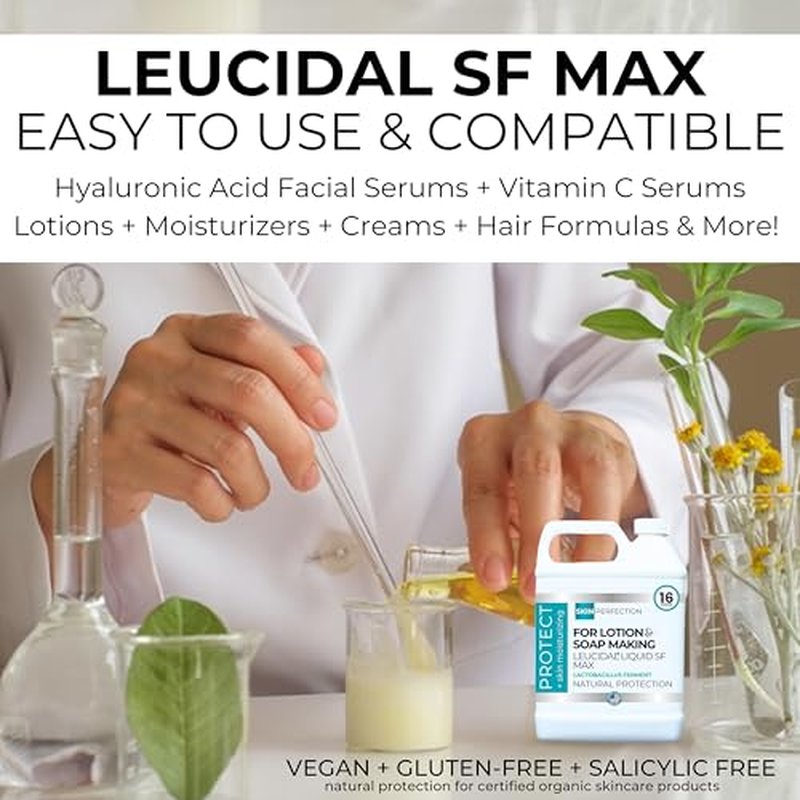 Skin Perfection Leucidal Liquid Sf Max Lactobacillus Natural Preservatives for Cosmetics Natural Preservative Alternative Skin Care Lotion Making Leucidal Liquid SF 16 Oz