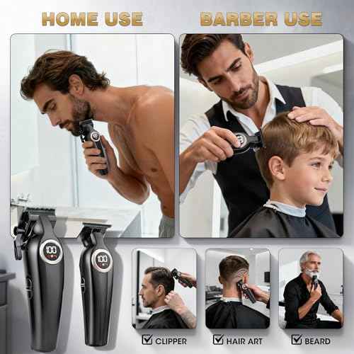 Karrte Professional Hair Clippers for Men£¬Barber Clippers and Trimmers Set£¬Electric Cordless Beards Trimmer with LED Display£¬Barber Kit and Grooming Set, Christmas Gift for Men