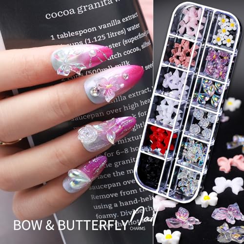 Teenitor Nail Charms Nail Gems with 15 Sheets Gold Nail Stickers, 6 Boxes of Rhinestones for Nails Art Tools, 3D Nail Decals Pearls for Nails