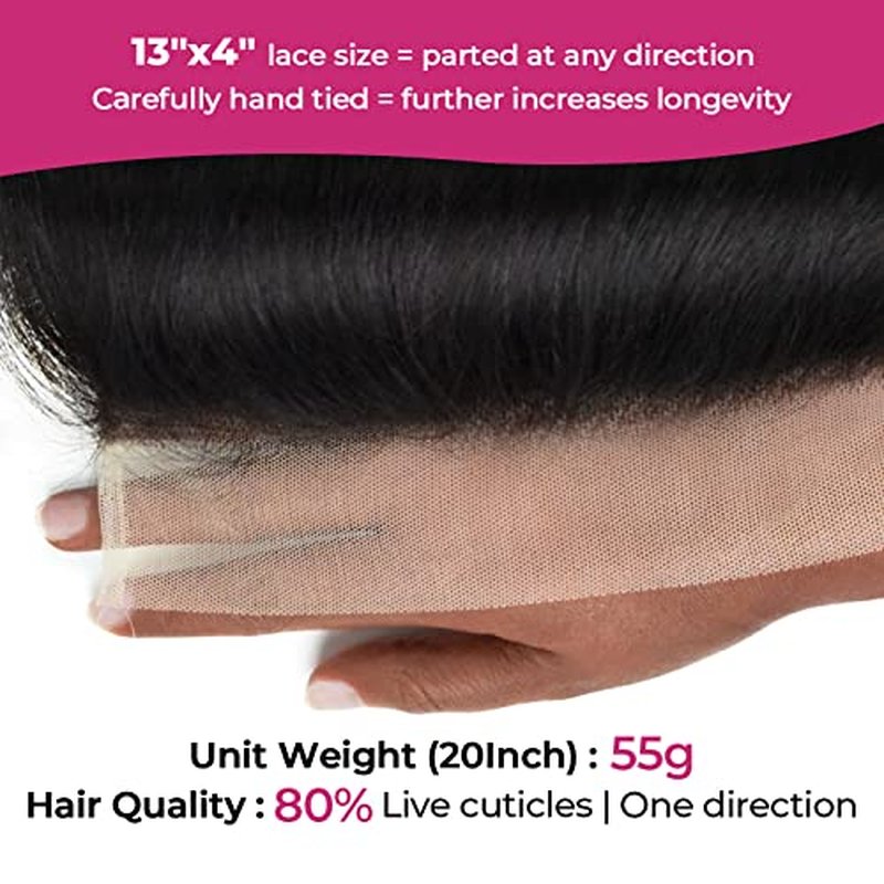 Real Human Hair Ear to Ear 13x4 Body Wave Frontal Swiss Transparent Lace Pre Plucked Virgin Human Hair Frontals Bleached Knots Natural Hairline Front Piece Only 24 Inch