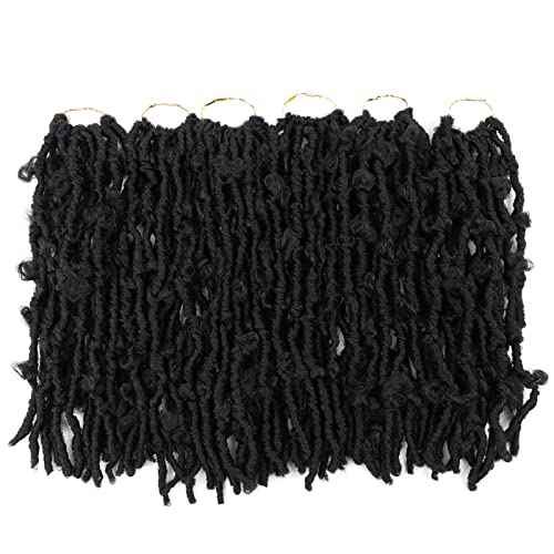 6 Packs 12 Inch Butterfly Faux Locs Crochet Hair for Black Women Distressed Faux Locs Pre looped Pre-twisted Braids (12 inch 6 pack, 1b)