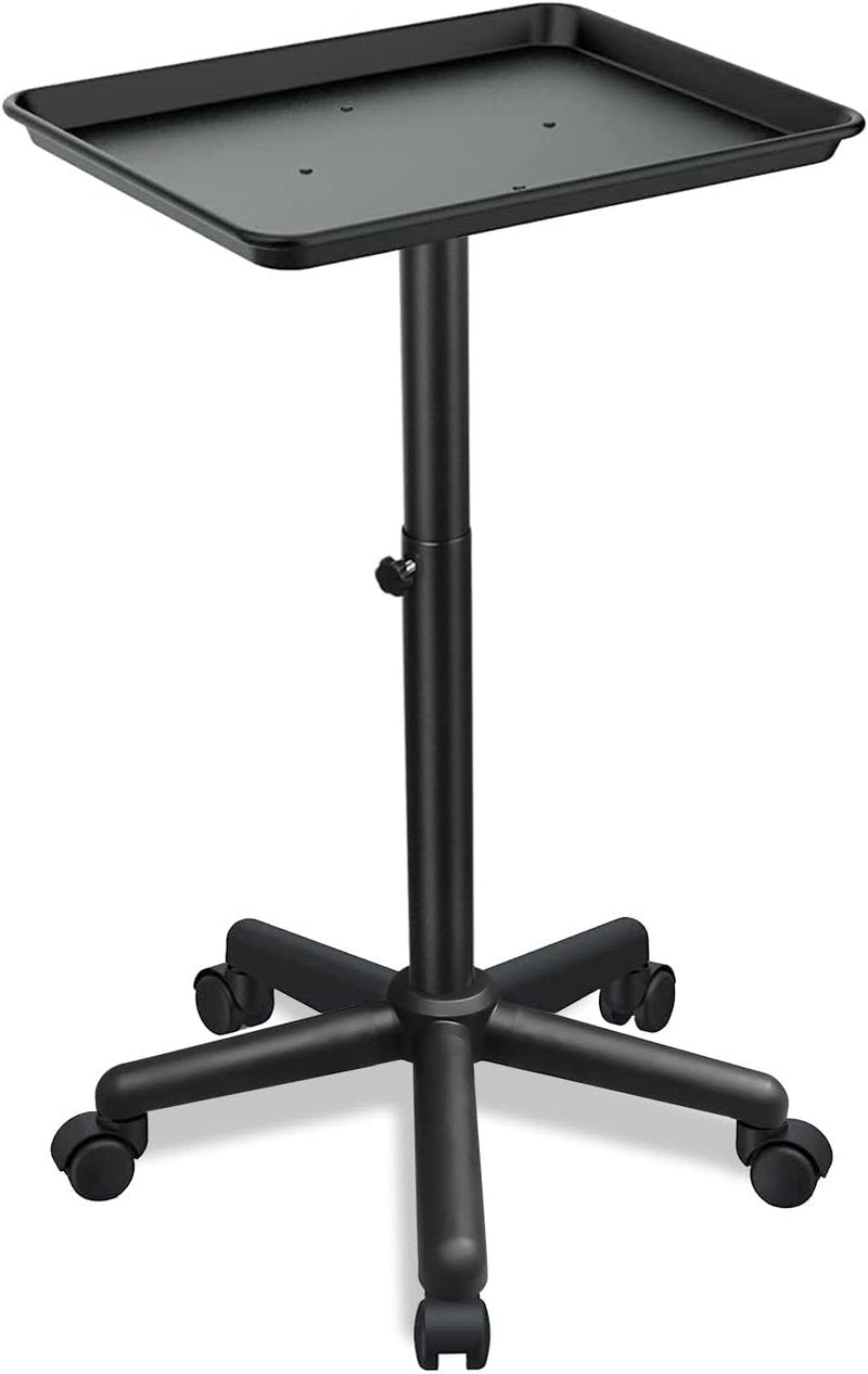 Salon Rolling Tray on Wheels - Adjustable Height Hair Stylist and Tattoo Tray | Versatile Dental Use