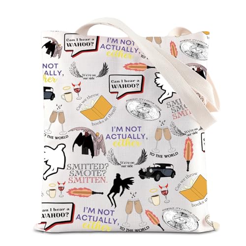 FOTAP Comedy TV Gift Crowley and Aziraphale Wings Makeup Bag TV Show Gift (SMITTEN T)