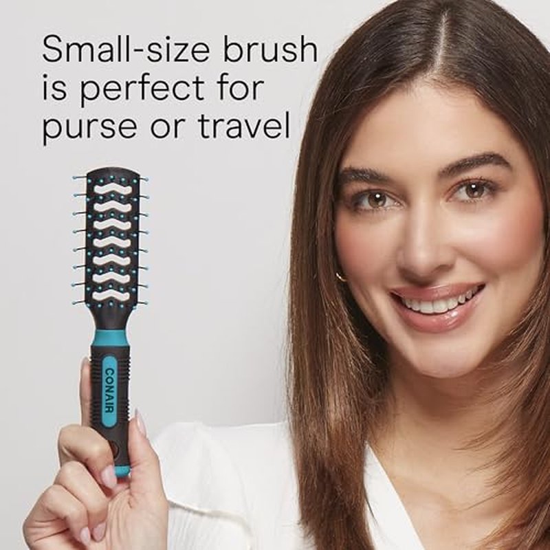 Conair Grip & Lift Vent Hairbrush 2PK, Full-Size and Mid-Size Brush Set, Nylon Bristle Hairbrushes for Blowout Styling, Value Pack