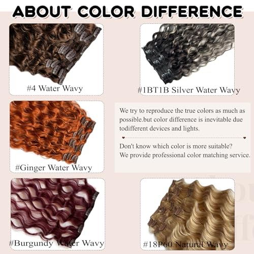 Curly Clip in Hair Extensions Seamless Clip in Hair Extensions Remy Human Hair Ombre Natural Black to Chestnut Brown Hair Extensions Invisible PU Skin Weft Soft Natural Clip ins£¨20in£©