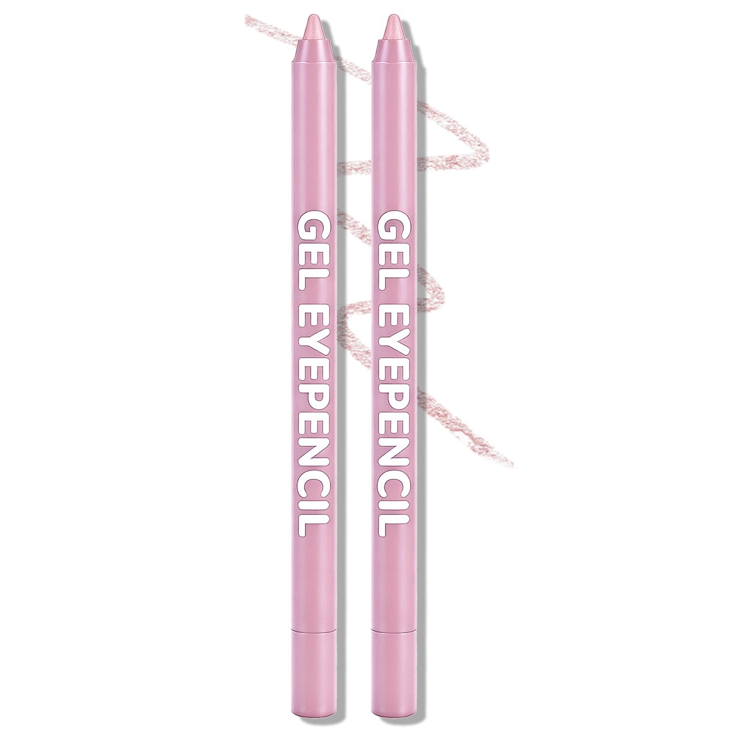 Wugbc 2 PCS Light Pink Eyeliner Pencil Set, Shimmer Gel Waterline Eye Liner Brightener Pen, Multi-Use Creamy Glitter Metallic Eyeshadow High Pigmented Long-Lasting for Older Women with Sharpener