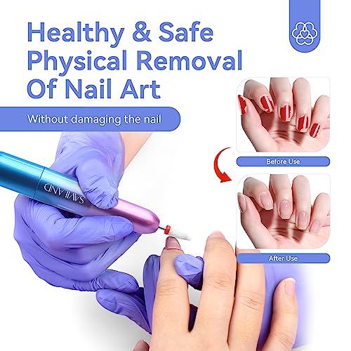 SAVILAND Portable Electric Nail Drill - 20000 RPM USB Electric Nail File with 7 Nail Drill Bits & 51 Sanding Bands for Nail Prep Acrylic Nails Dip Nails Gel Nails Home Salon Use