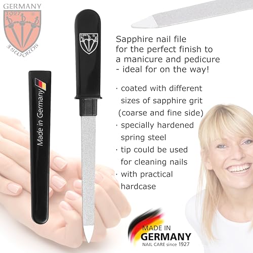 3 Swords Germany - Brand Quality Double Sided (fine & coarse) Sapphire Metal Pocket Nail File (1 Piece), Made in Solingen Germany