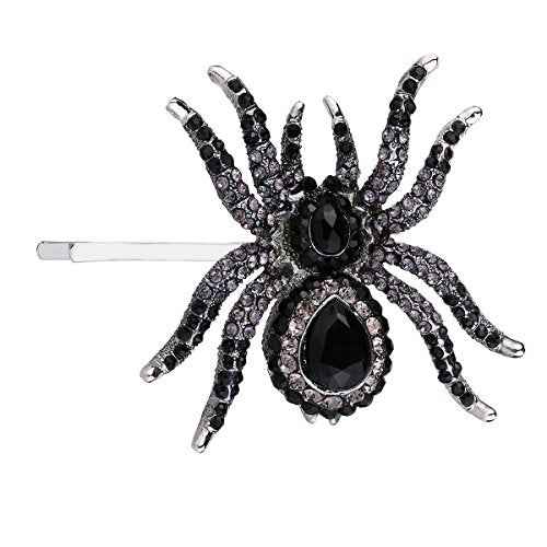 EVER FAITH Women's Austrian Crystal Gorgeous Spider Hair Clip Black Silver-Tone