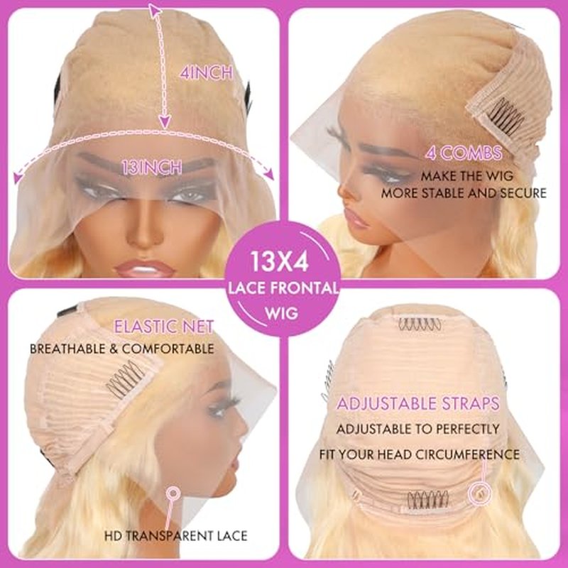 30 Inch 613 Lace Front Wig Human Hair 200 Density Blonde Wig Human Hair Body Wave Lace Front Wigs Human Hair Pre Plucked 613 13X4 HD Lace Frontal Wigs Human Hair for Women Natural Hairline