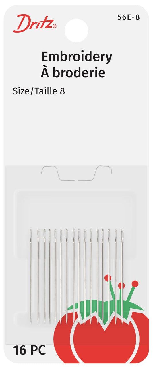 Dritz 56E-8 Embroidery Hand Needles, Size 8 (16-Count)