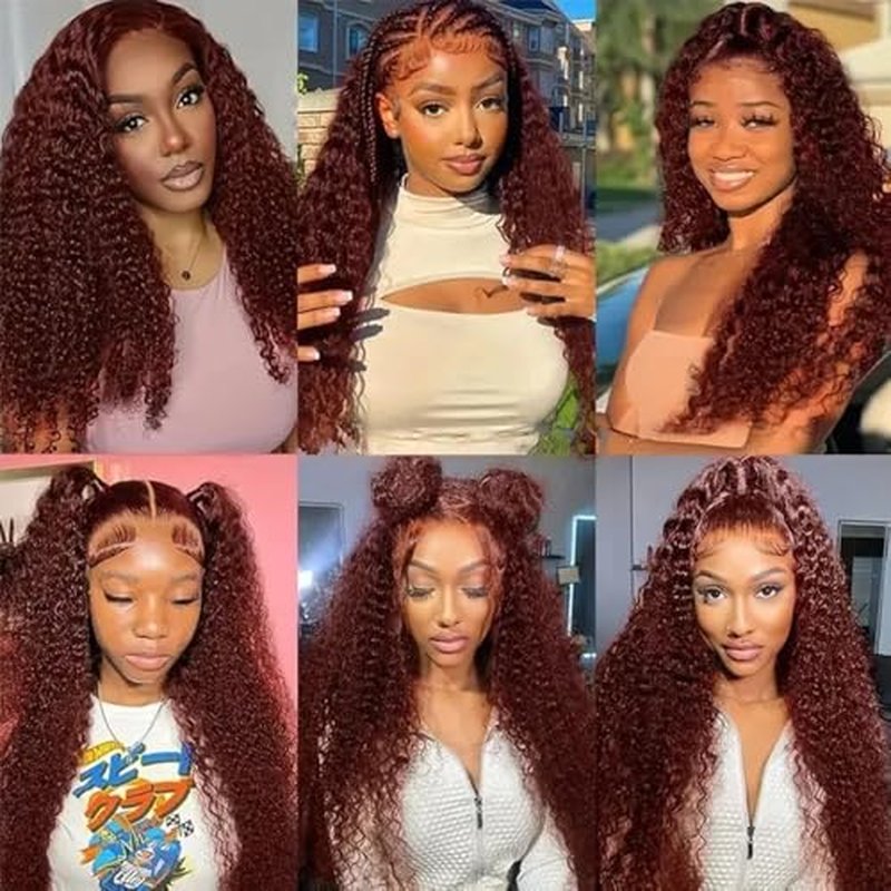 #33 Reddish Brown Bundles Human Hair Deep Wave 3 Bundles 14 16 18 Inch Unprocessed Brazilian Virgin Remy Copper Red Deep Wave Bundle Human Hair Extensions For Black Women