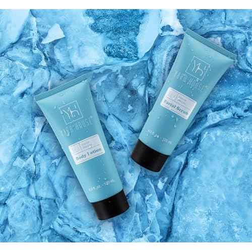 Bath and Body Mens Gift Set - Glacier Absolute - Premium Fathers Day Birthday Christmas Gifts Ideas For Him - Skin Care Kits For Men in Leather Toiletry Bag w. Full Size Items