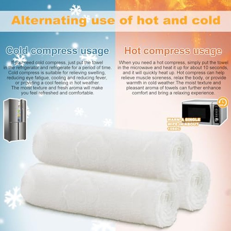 Moist Cotton Towel Bulk Moist Towelettes Individually Wrapped 8.7" x 8.7",White Towel Services,Refreshment Pre Moistened Towels Lavender,Lemon and Mint for Sport Party Spa(Pack of 300)