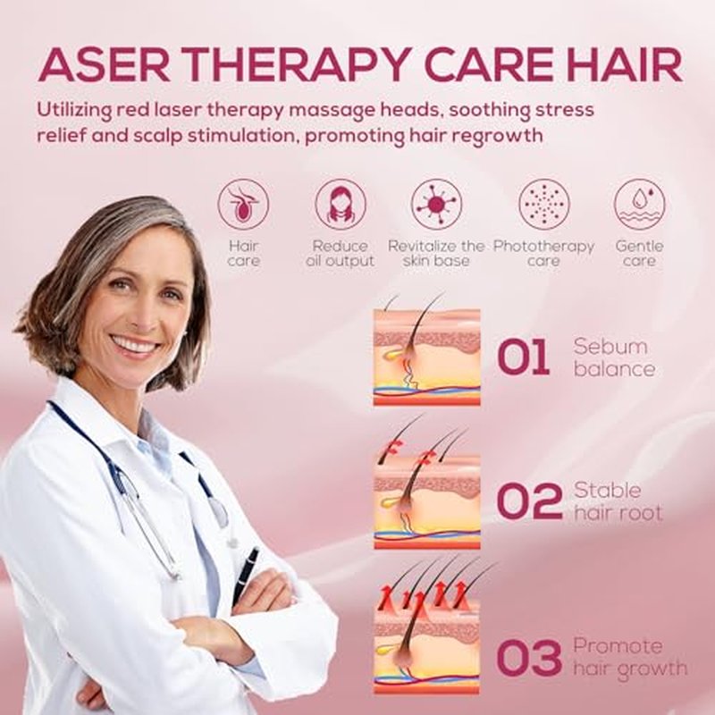 Laser Hair Growth Comb, Laser Comb Laser Hair Growth Device Electric Scalp Massager for Hair Growth,Stimulates Hair Growth Comb Brush Thinning Hair Treatment Laser Therapy Comb