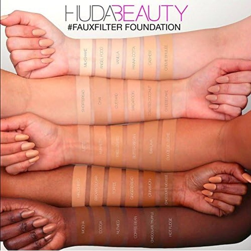 Huda Beauty Faux Filter Foundation in Gingerbread 430N #FauxFilter - Tan skin tones with neutral undertones