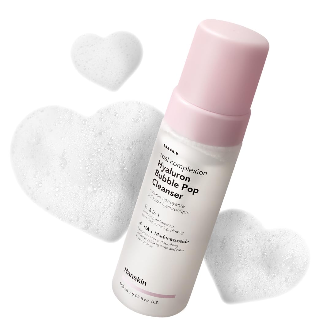 Hanskin Hyaluron Bubble Pop Cleanser – Korean Hydrating Foaming Face Wash with Hyaluronic Acid for Gentle Deep Cleansing, Softening Glow, pH-Balanced Daily Cleanser for Glass Skin | 5.07 fl oz