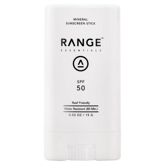 Range Essentials Mineral Sunscreen Stick SPF 50, Reef-Safe, Travel Size, Fragrance-Free, Zinc Oxide, Broad Spectrum, Water-Resistant 80 Minutes, UVA UVB Protection, Face Body, 15g (0.53oz)