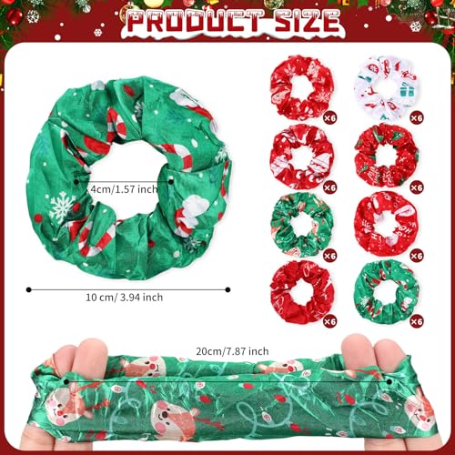 Toulite 48 Pieces Christmas Hair Scrunchies Bulk Soft Elastic Christmas Hairbands Snowman Snowflake Elk Ponytail Holders Winter Xmas Hair Accessories for Women Girls (Vivid Style)
