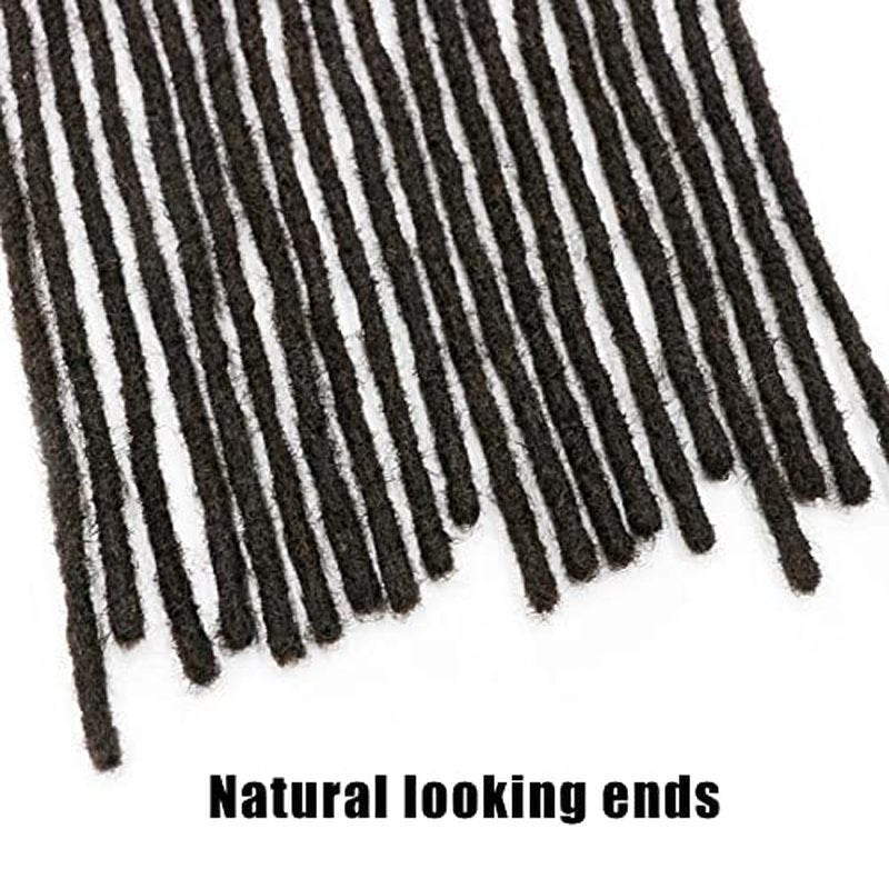 IXIMII 60 Strands Dreadliock Extensions Human Hair 8 inch 0.6 cm Full Handmade Permanent Loc Extensions Soft Natural Black Dreads with Needle and Comb for Men and Women,Can Be Dyed Bleached Curled