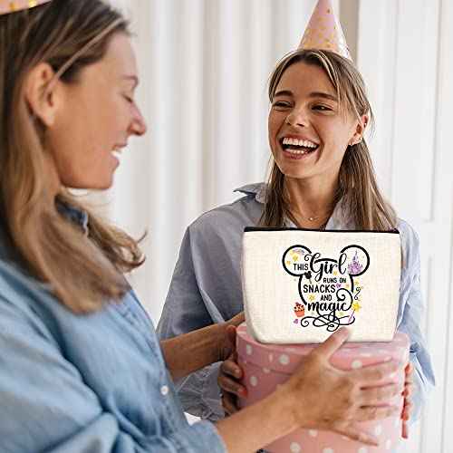 Cartoon Mouse Cute Mouse Themed Gifts Cosmetic Bag for Women Teen Girls Birthday This Girl Runs On Snacks Makeup Bag Funny Anime Pouch Travel Bags Skincare Toiletry Bag Makeup Bag Anime Gifts