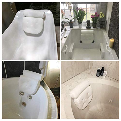 AmazeFan Bath Pillow, Bathtub Spa Pillow with 4D Air Mesh Technology and 7 Suction Cups, Helps Support Head, Back, Shoulder and Neck, Fits All Bathtub, Hot Tub and Home Spa [US. Patent Design]