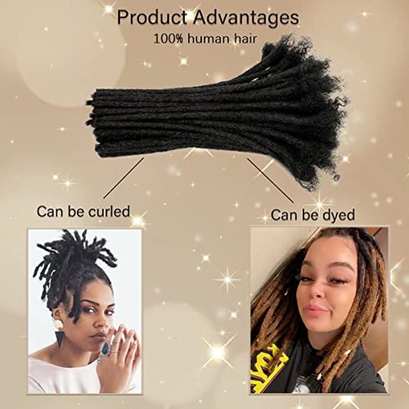 Loc Extension Human Hair 60 Strands 0.8cm Width 8inch 100% Full Handmade Permanent Dreadlock Extension Human Hair for Women/Men Can Be Dyed Bleached Curled (Width 0.8cm Natual Black)