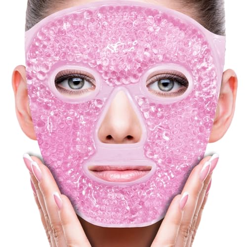 ZN?CUET?D Face Eye Mask Ice Pack for Reducing Puffiness, Bags Under Eyes, Puffy Dark Circles, Migraine,Hot/Cold Pack with Soft Plush Backing (Pink #19)