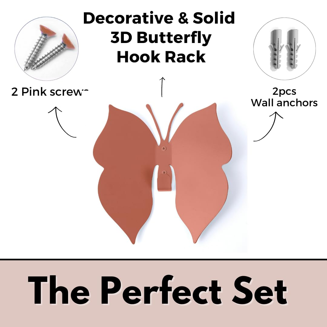 ARTiLETTO Butterfly 3D Wall Hooks for Bedroom. Wall-Mounted Butterfly Design, add a Playful Touch While stylishly Holding Coats, Backpacks, Purses, Jewelry, and Towels