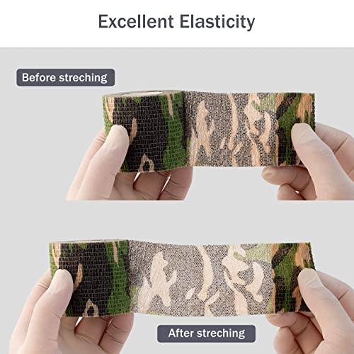EZ Tattoo Grip Tape - 24PCS (1inch x 5 Yard) Camo Self Adhesive Bandage for Wrist & Ankle Sprain Swelling, Disposable Roll Tattoo Grip Tube Tape for Tattoo Machine and Tattoo Supplies Pet Bandage
