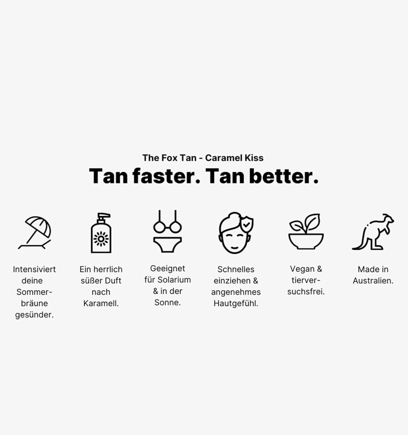 Natural Tanning Accelerator - Fox Tan Rapid Caramel Kiss | Instant Tint & Glow, Vegan, 120 mL