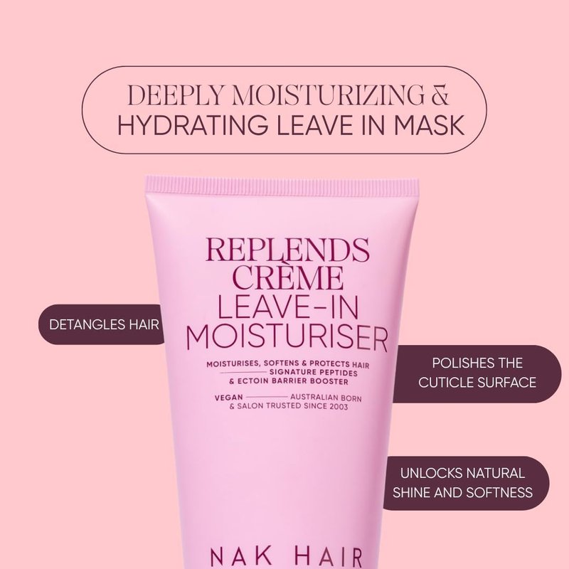 NAK Signature Replends Creme Leave-In Hair Conditioner 150ml - Detangles & Repairs Dry, Damaged & Frizzy Hair with Baobab & Peptide Complex
